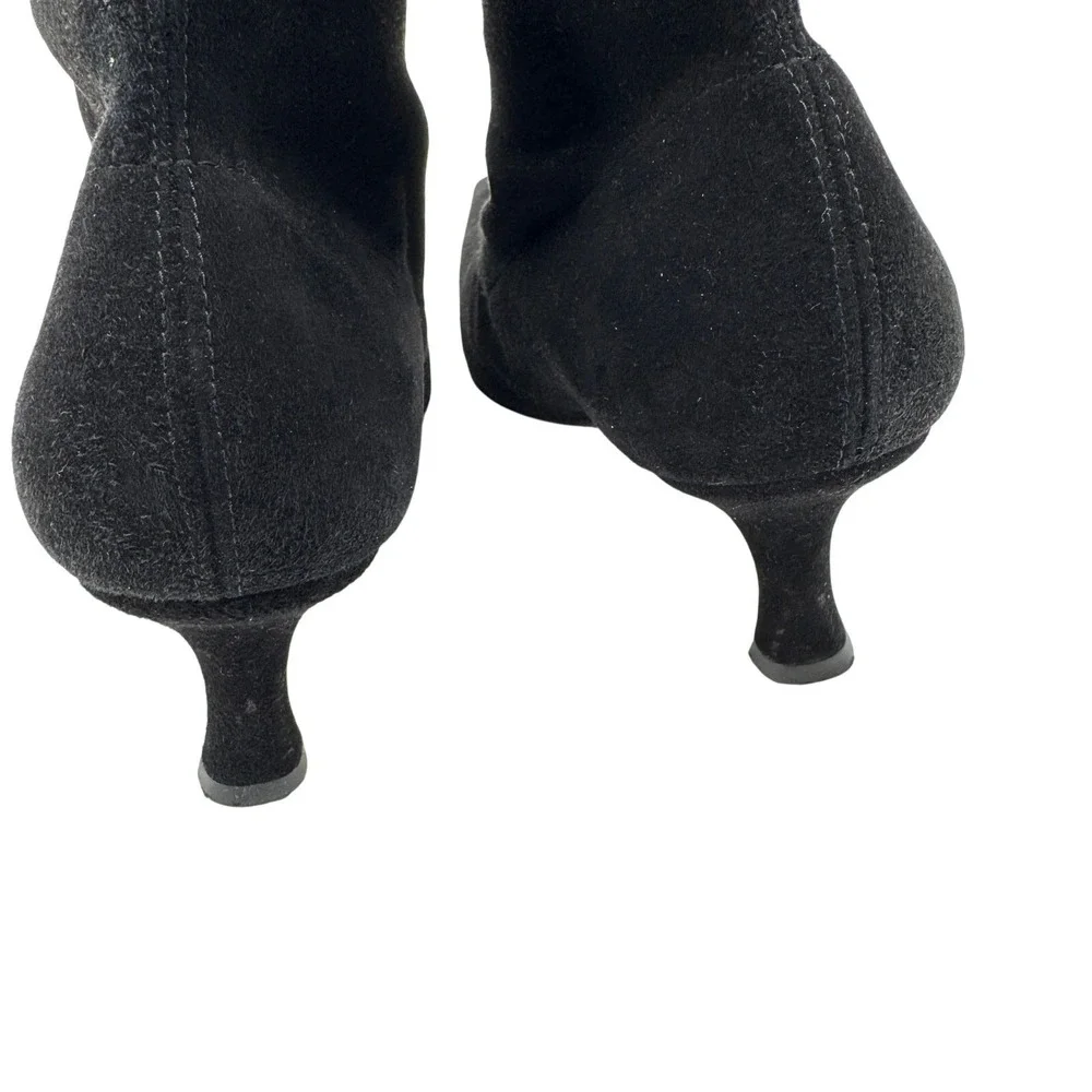 Stuart Weitzman Boot Mid-Calf Fabric Heeled Sock Women's Black Size 7